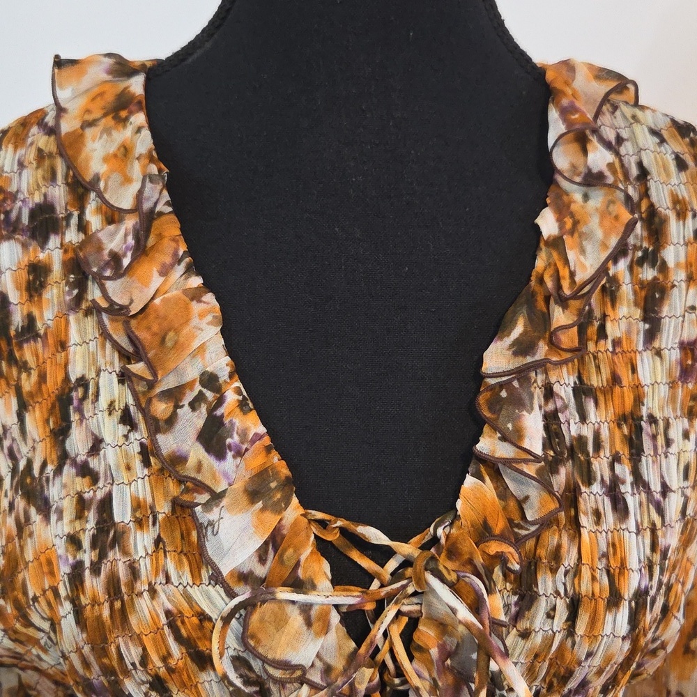 NWT Pinko Floral Mini Dress in Brown and Cream - Picture 12 of 16